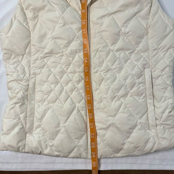 Eddie Bauer Vest Premium Goose Down Size M White Fur Trim Full Zip Puffer Gorp - Picture 6 of 8